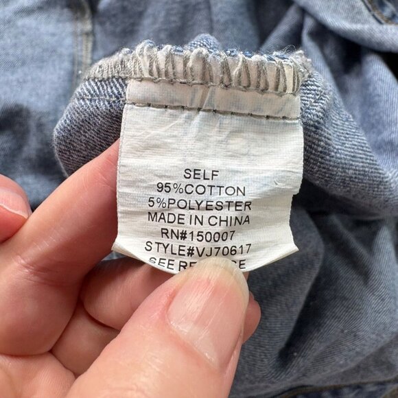 VTG Veveret Shirt Shaket Womens S Blue Demin Frayed Edges‎ Silver Studded Y2K - Picture 8 of 16